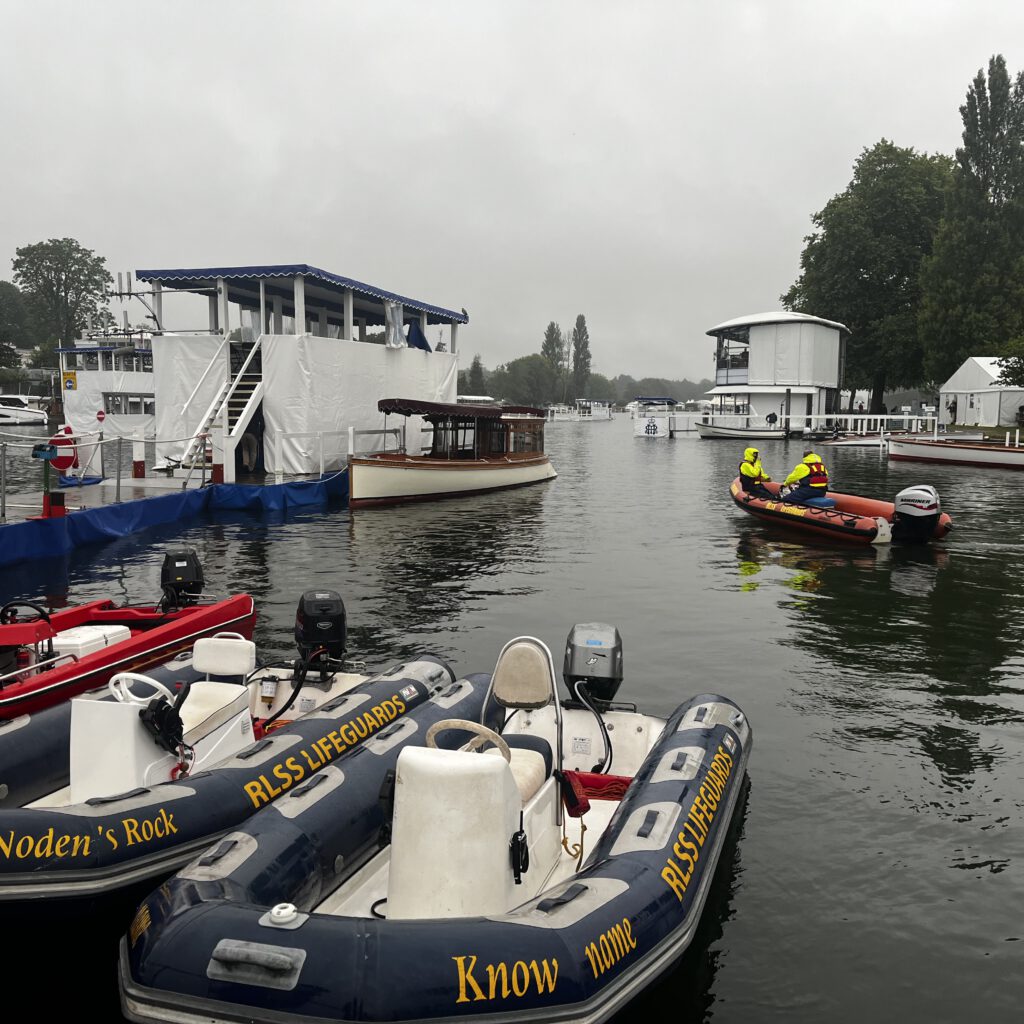 Safety boats moored up