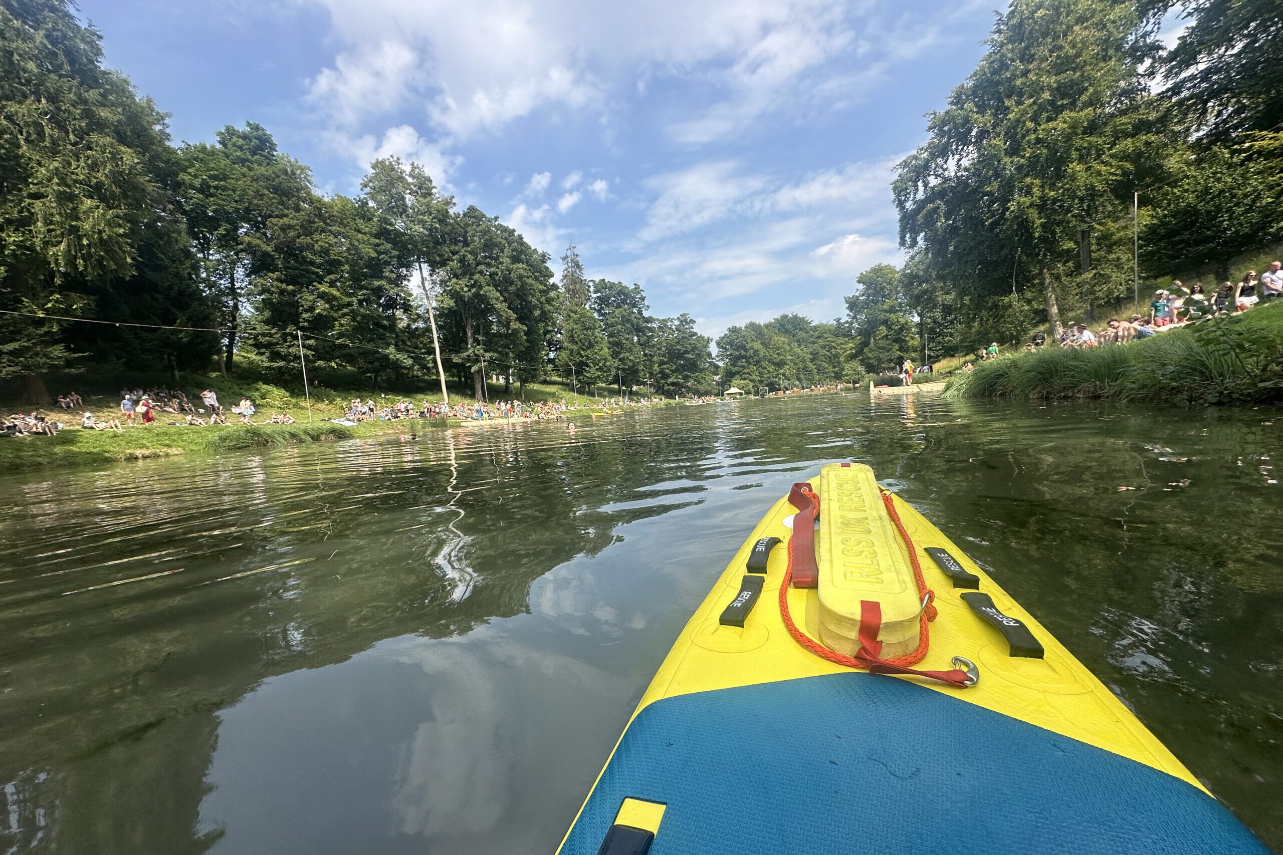 Paddleboat on lake