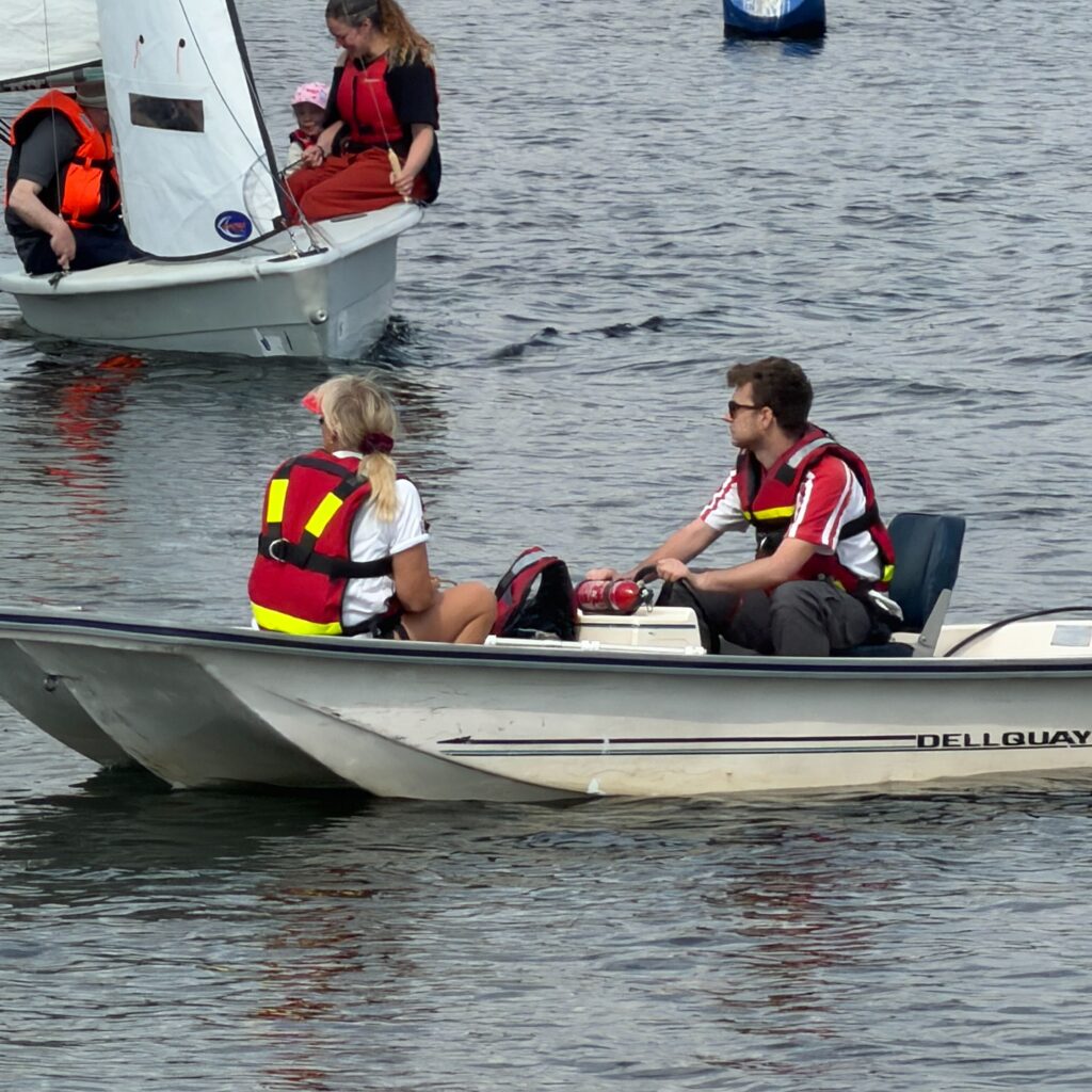 Safety boat at sailing club