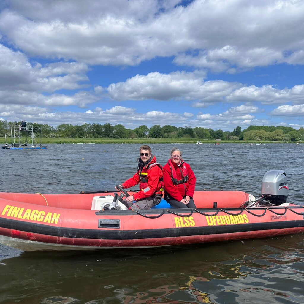Safety boat at regatta