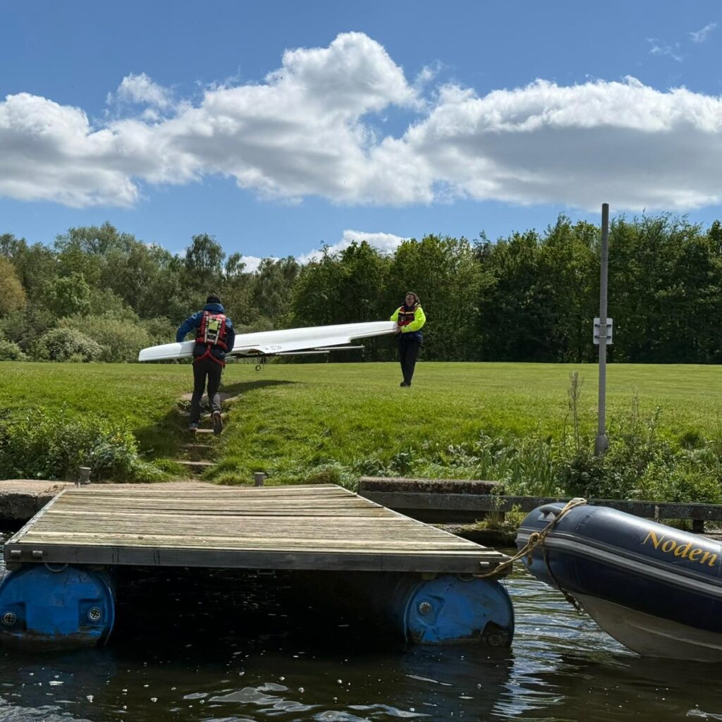Safety team removing rowing boat