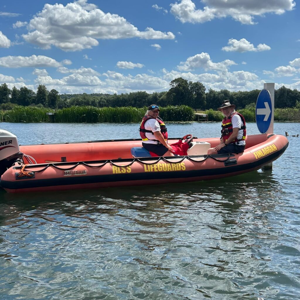 Safety boat and crew at Henley Royal Regatta