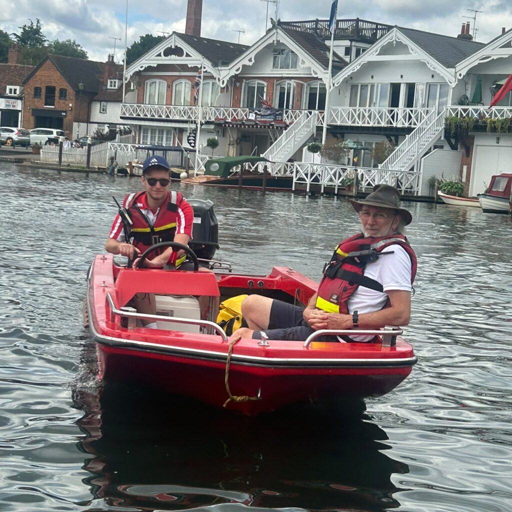 Two lifeguards on safety boat in Henley