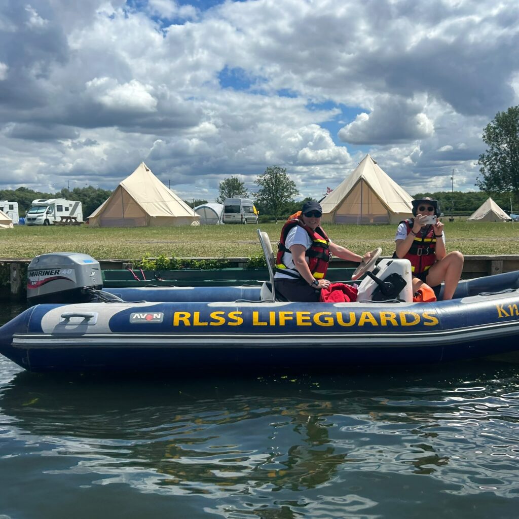Two lifeguards on rescue boat in Henley
