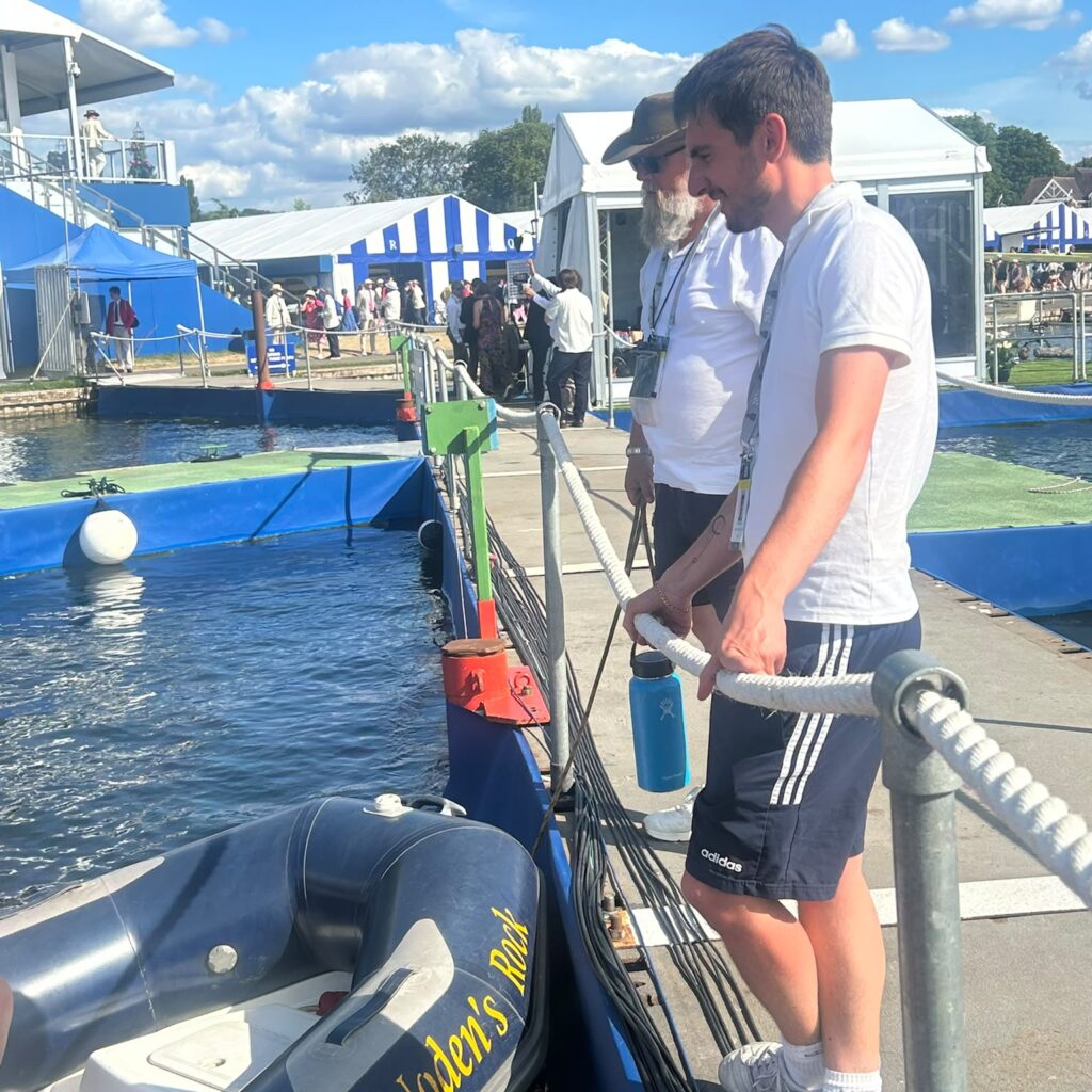 Chris Brookes inspects safety boats