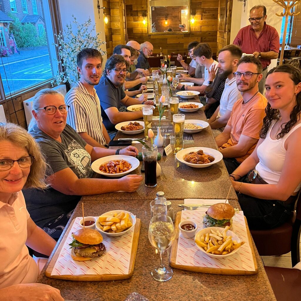 Lifeguard team at evening dinner