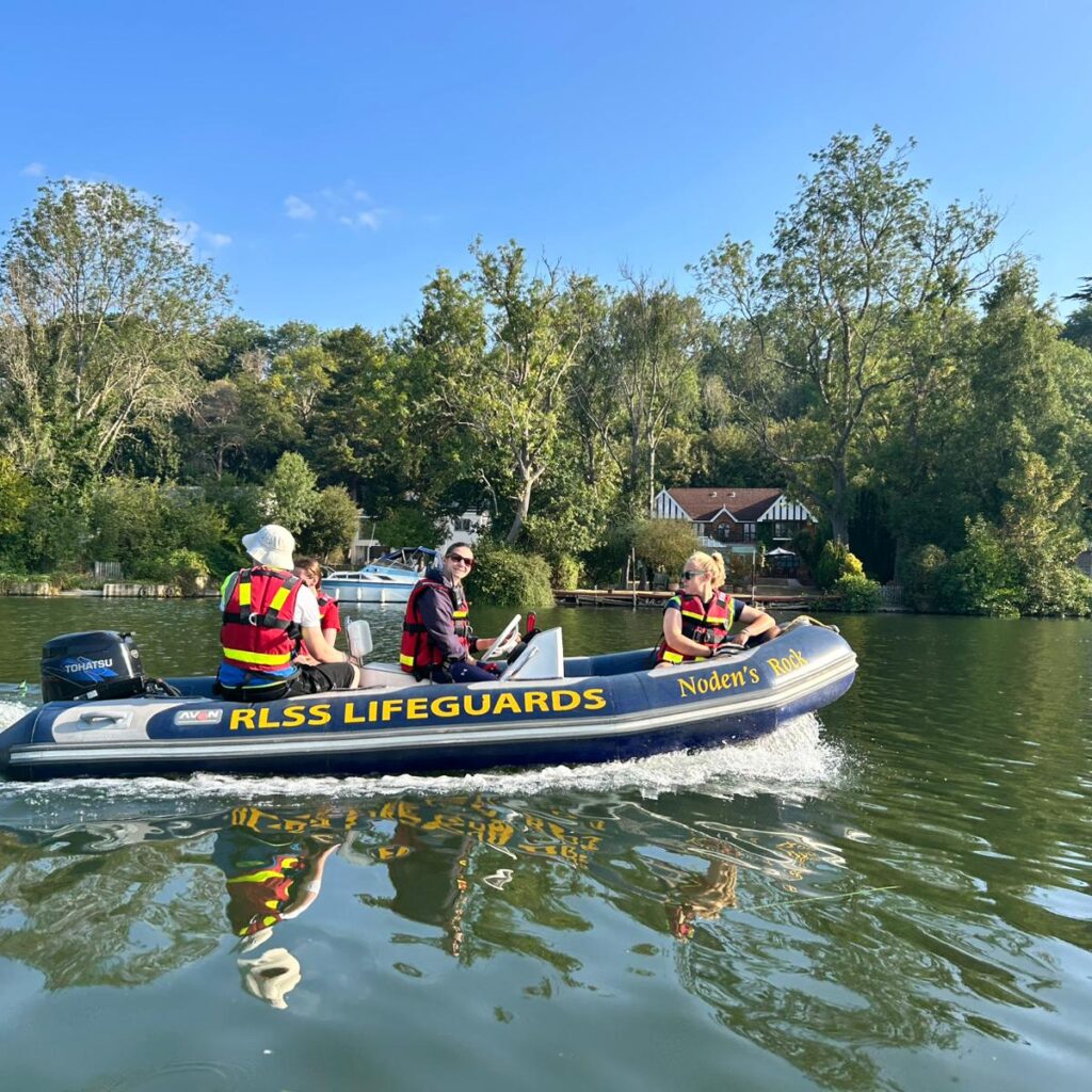 Safety boat team on River Thames