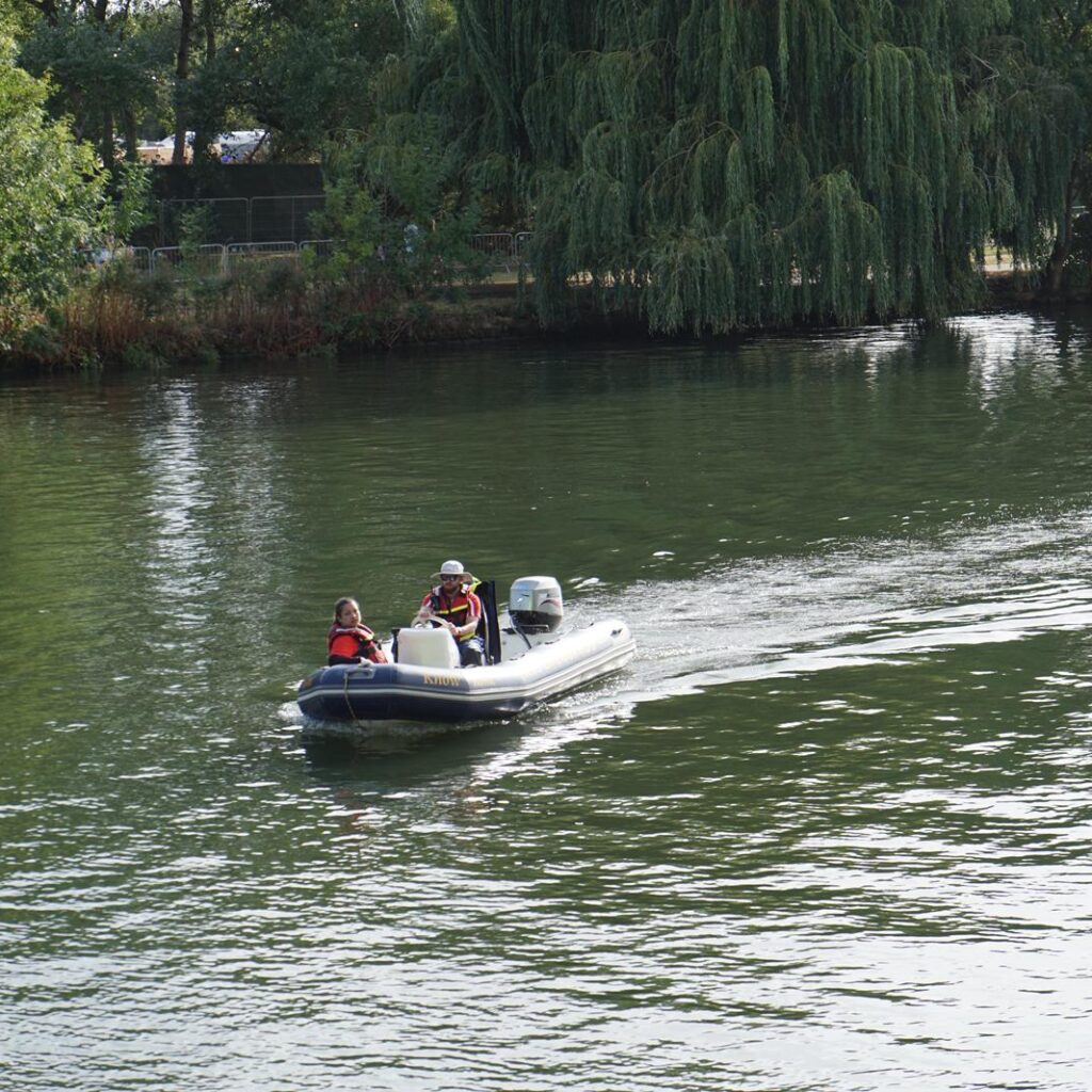 Safety boat at Reading fesival