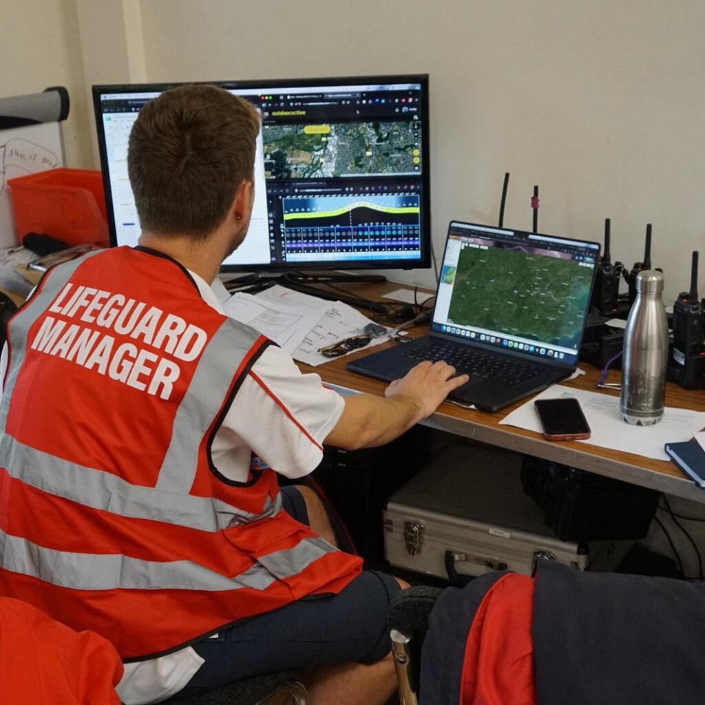 Lifeguard manager monitoring on laptop