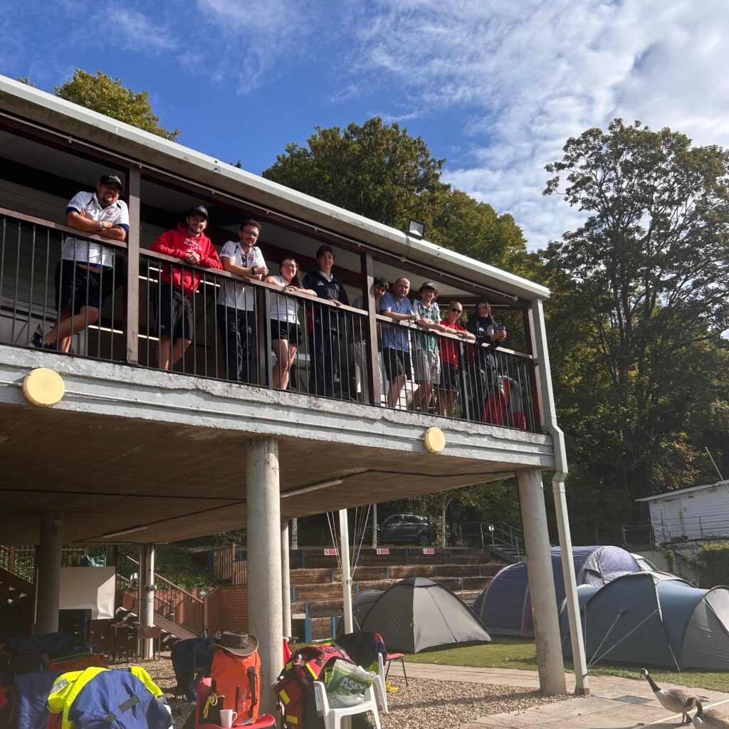 Lifeguard team standing on balcony